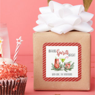 Making Spirits Bright Holiday Cocktails Festive Square Sticker