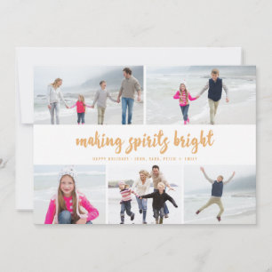 Making Spirits Bright Holiday Photo Card   Gold