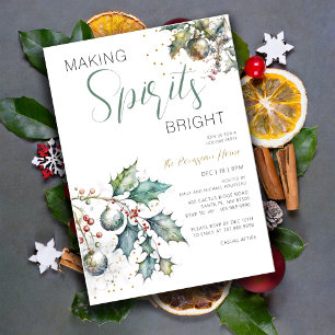 Making Spirits Bright Holly Holiday Invitation