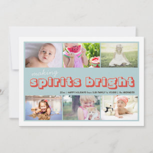 Making Spirits Bright Kids Christmas Photo Collage Holiday Card