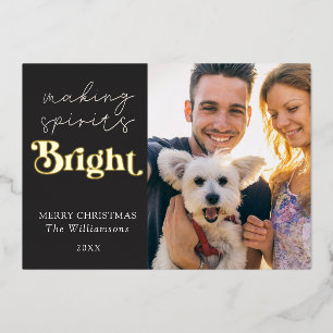 Making Spirits Bright Merry Christmas Foil Holiday Card