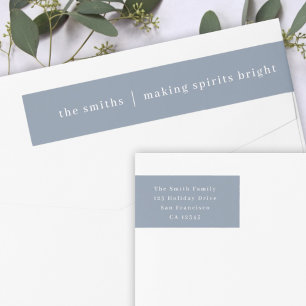 Making Spirits Bright   Minimal Simple Blue Grey Wrap Around Label