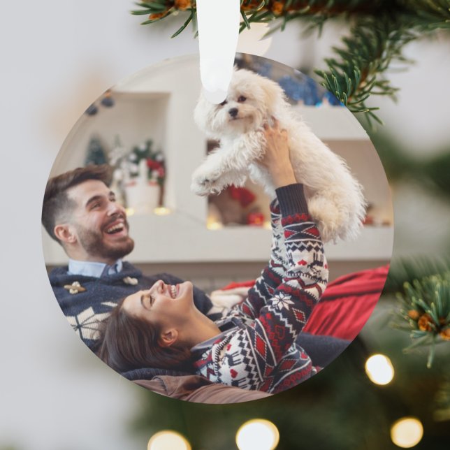 Making Spirits Bright | Navy Blue Christmas Photo Ornament (Creator Uploaded)
