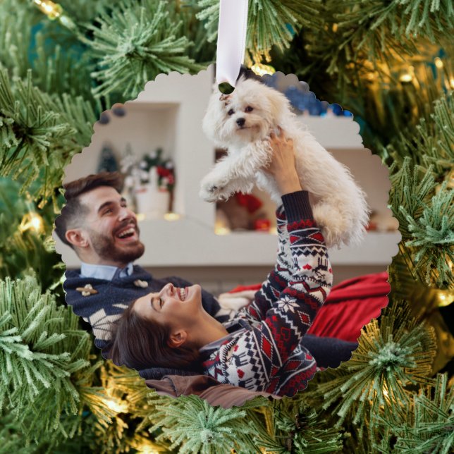 Making Spirits Bright | Navy Blue Christmas Photo Tree Decoration Card (Insitu (Tree))