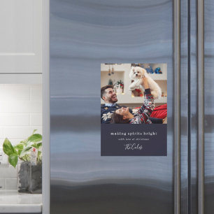 Making Spirits Bright Navy Blue Xmas Magnetic Card