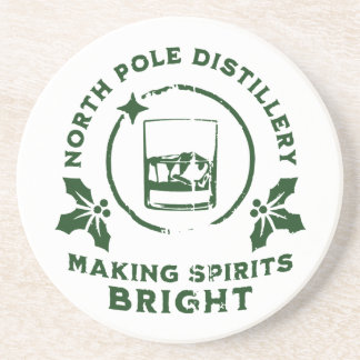 Making Spirits Bright North Pole Distillery Green Coaster
