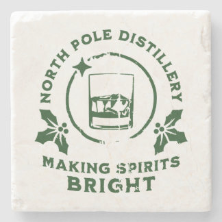 Making Spirits Bright North Pole Distillery Green Stone Coaster