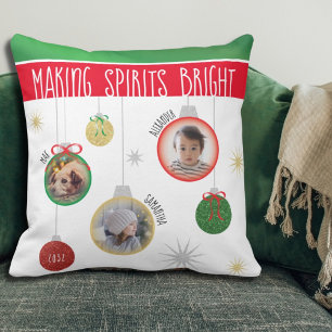 Making Spirits Bright Photo Christmas Throw Pillow