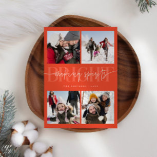 Making Spirits Bright Red Christmas Multi Photo Holiday Card