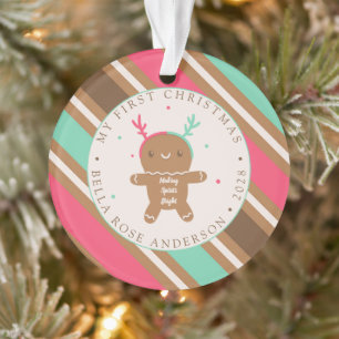 Making Spirits Bright Reindeer Gingerbread Photo Ornament