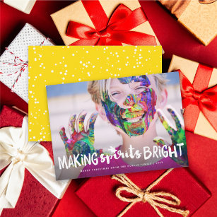 Making Spirits Bright Typography Christmas Photo Holiday Card