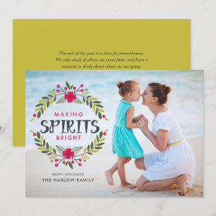 Making Spirits Bright Wreath Christmas Photo Holiday Card