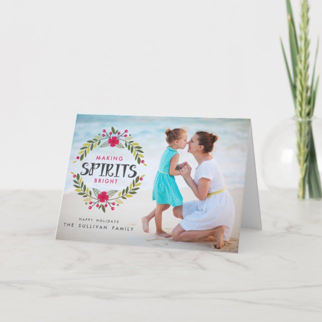 Making Spirits Bright Wreath Photo Folded Card (Front)