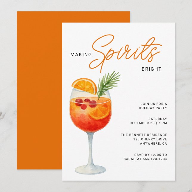Making Sprits Bright Modern Christmas Party Invitation (Front/Back)