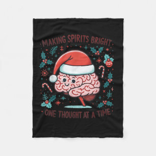 Making Srits Bright Funny Brain Christmas Mental H Fleece Blanket