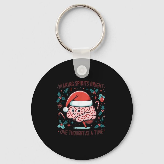 Making Srits Bright Funny Brain Christmas Mental H Key Ring (Front)