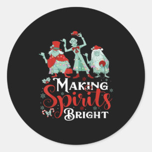 Making Srits Bright Funny Retro Ghost Christmas Co Classic Round Sticker