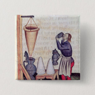 Making sugar syrup, from 'Tractatus de Herbis' 15 Cm Square Badge