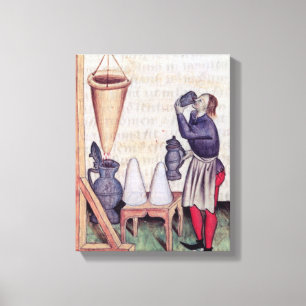 Making sugar syrup, from 'Tractatus de Herbis' Canvas Print