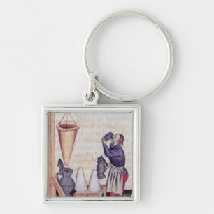 Making sugar syrup, from 'Tractatus de Herbis' Key Ring
