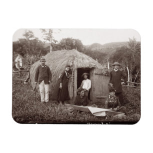 Making Tappa, a native cloth, c.1875 (sepia photo) Magnet