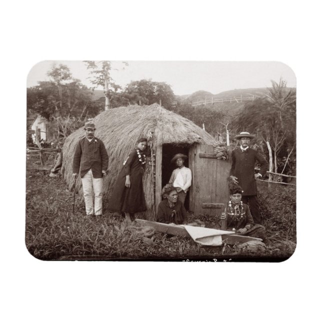 Making Tappa, a native cloth, c.1875 (sepia photo) Magnet (Horizontal)