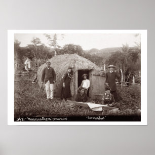 Making Tappa, a native cloth, c.1875 (sepia photo) Poster