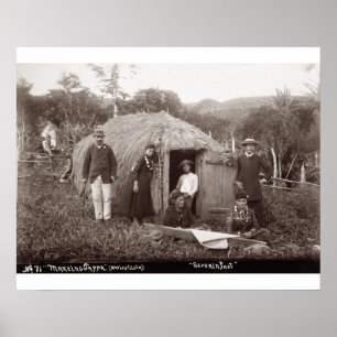 Making Tappa, a native cloth, c.1875 (sepia photo) Poster