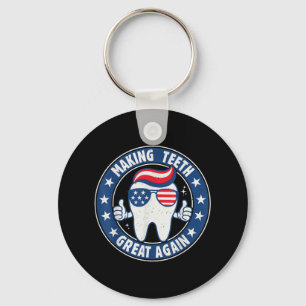 Making Teeth Great Again 4th Of July Oral Health D Key Ring