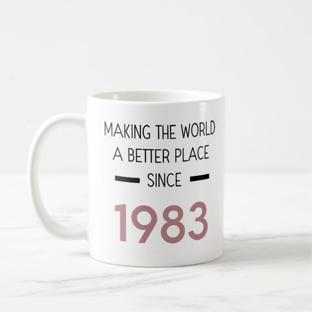 Making The World A Better Place Since 1983 Mug (Left)