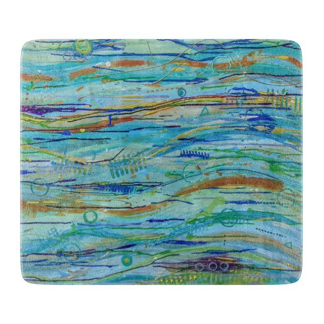 Making Waves 6 x 7 Deco Glass Cutting Board (Front)