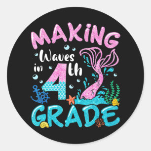 Making Waves In 4th Grade Mermaid Back To School G Classic Round Sticker