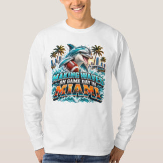 Making Waves on Game Day Miami Football Fan T-Shirt
