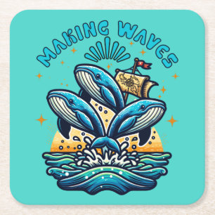 Making Waves Square Paper Coaster