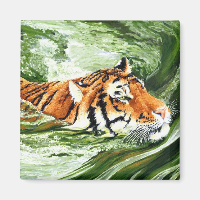 Making Waves - Swimming Tiger Magnet (Front)