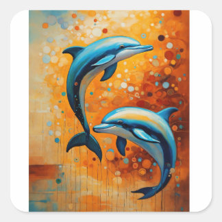 Making Waves with the Dolphins Square Sticker