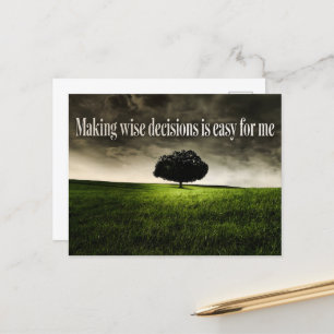 "Making wise decisions" Motivation Affirmation Postcard