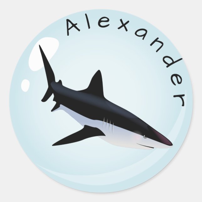 Mako Shark in a  Bubble  Personalise Classic Round Sticker (Front)