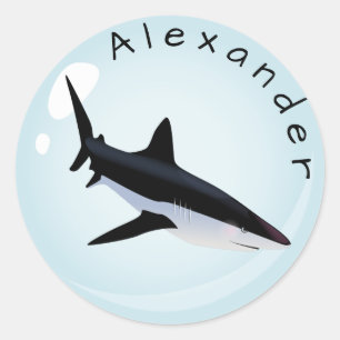Mako Shark in a  Bubble  Personalise Classic Round Sticker