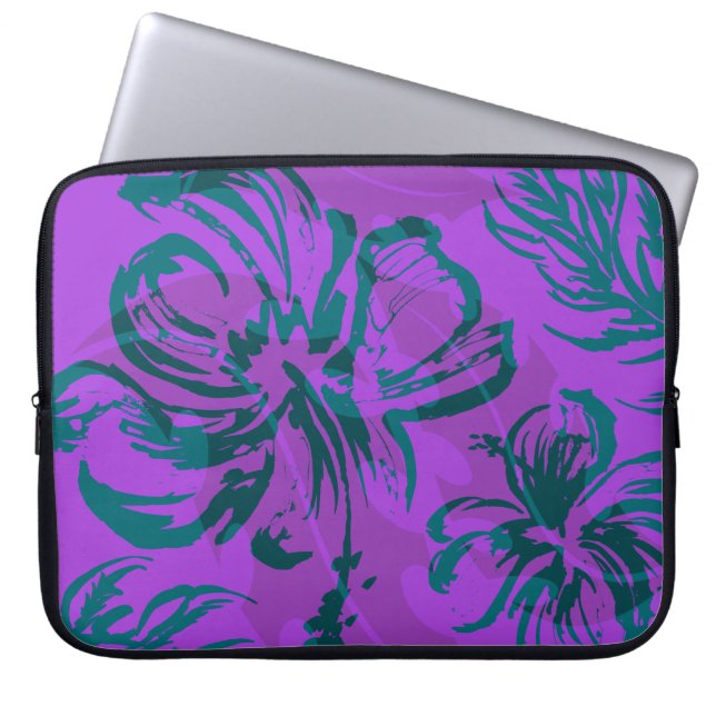 Makole Hibiscus Floral Hawaiian Neoprene Wetsuit Laptop Sleeve (Front)