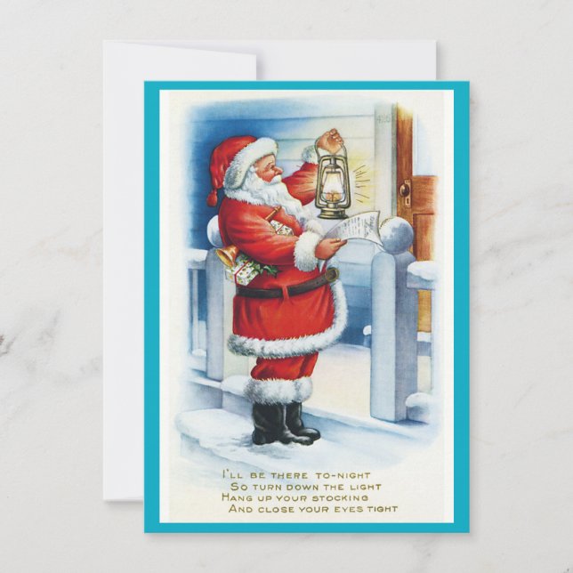 MAKOM1000- Christmas Santa Claus Vintage Holiday Card (Front)