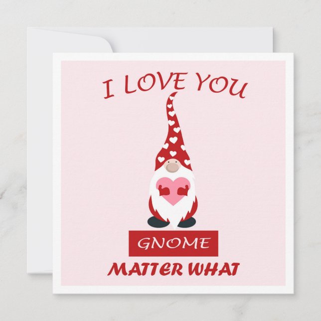 MAKOM1000- Gnome Cute Valentine Humor Holiday Card (Front)