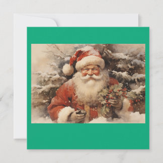 MAKOM1000- Vintage Santa Claus Art Holiday Card