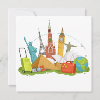 MAKOM- Torist World Travel Cartoon Holiday Card