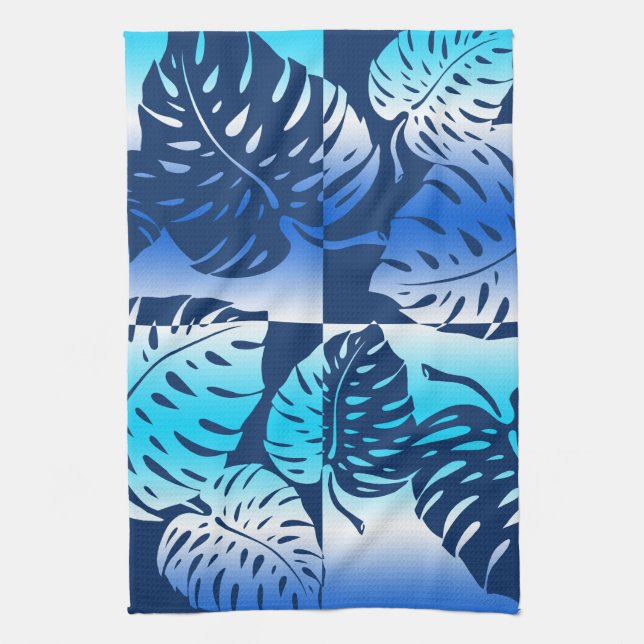 Makua Monstera Hawaiian Stripe Blend Kitchen Towel (Vertical)