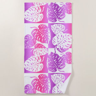Makua Monstera Tropical Hawaiian Pink Blend Beach Towel