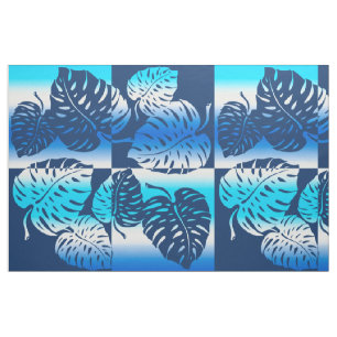 Makua Monstera Tropical Hawaiian Striped Blend Fabric
