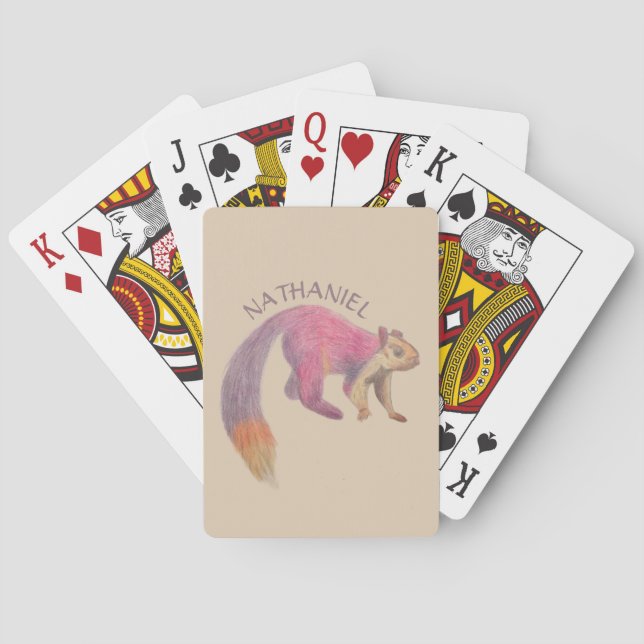 Malabar Giant Squirrel Illustration Personalised Playing Cards (Back)