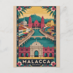 Malacca Malaysia Retro Travel Poster Art Holiday Postcard