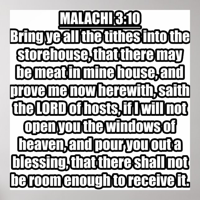Malachi 3:10 KJV Bible Verse Poster (Front)